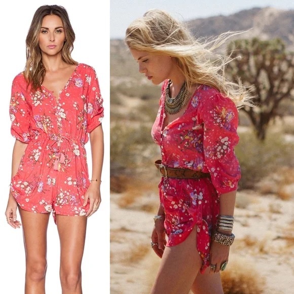 Spell - Floral Red Romper - Picture 3 of 5
